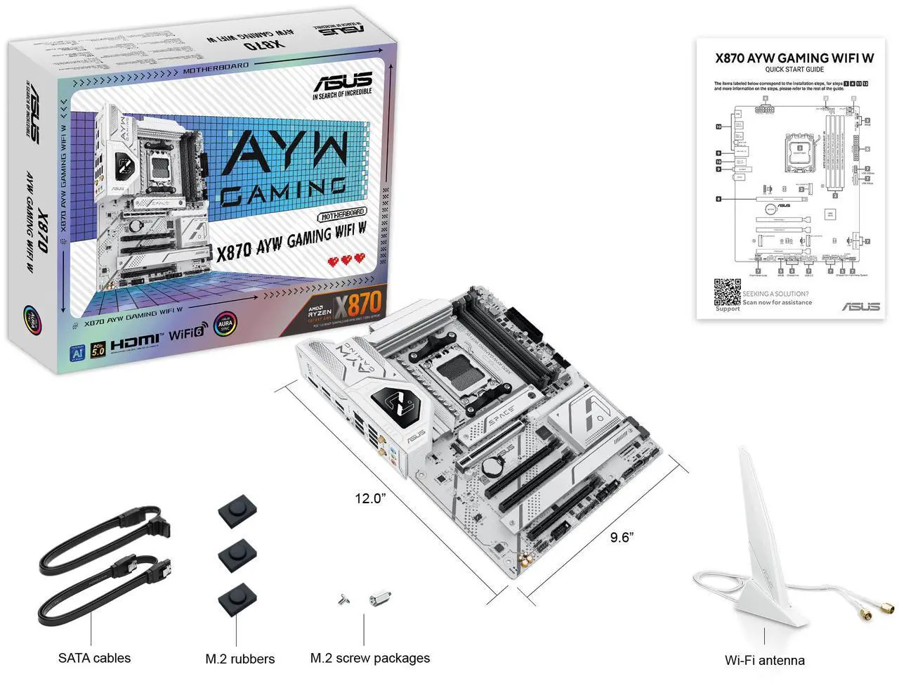 ASUS X870 AYW GAMING WIFI W AM5 ATX Motherboard (White)