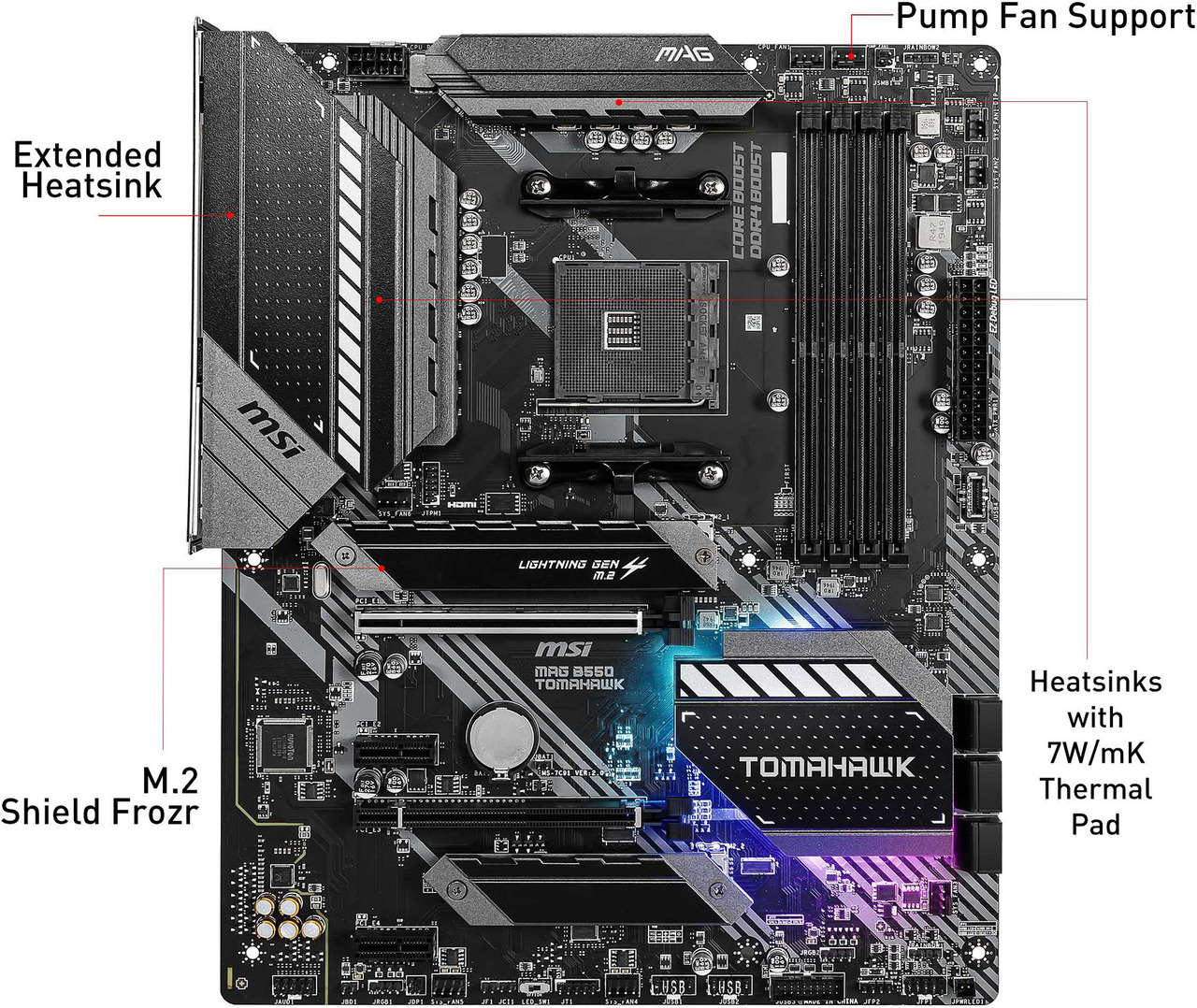 MSI MAG B550 Tomahawk AM4 ATX Motherboard