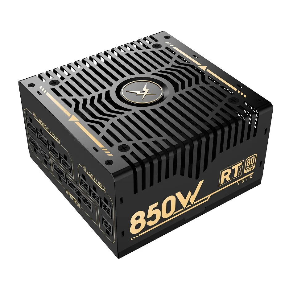 Ruix RT850W 80 Plus Gold Full Modular Power Supply - angled view