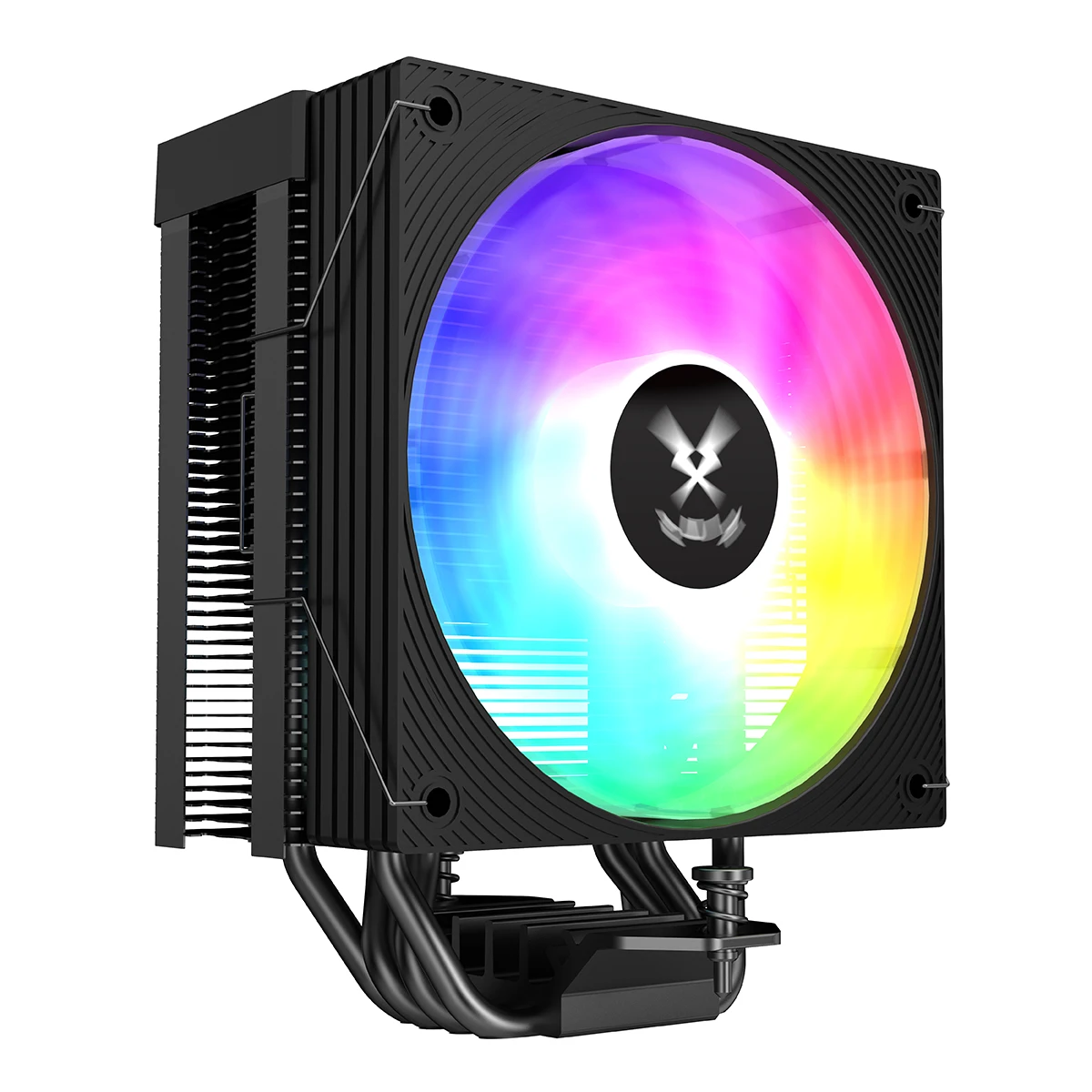Ruix DT400 CPU Air Cooler with Temperature Display - side view with heatpipes