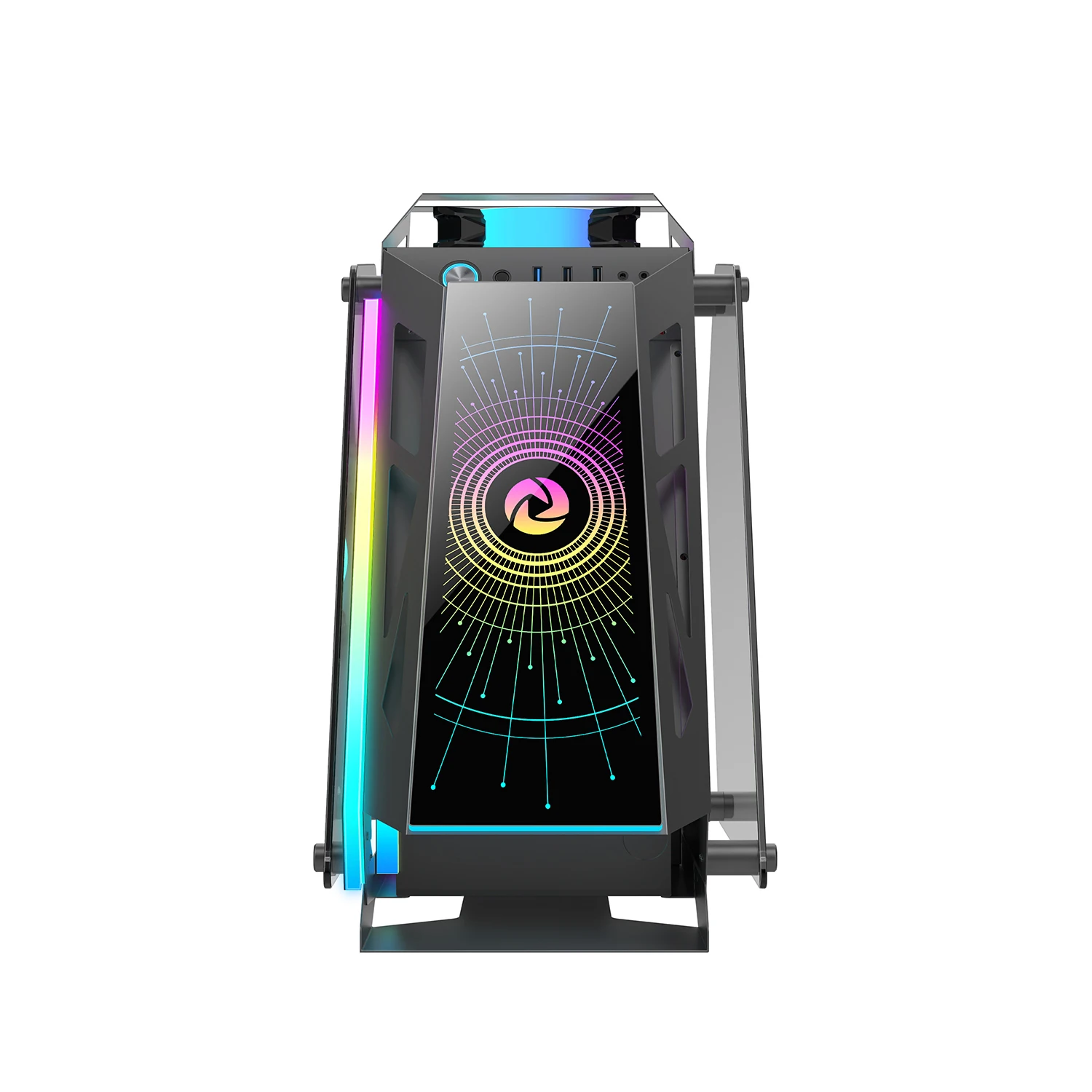 Ruix LK06 Micro ATX Case with RGB Strip - front view