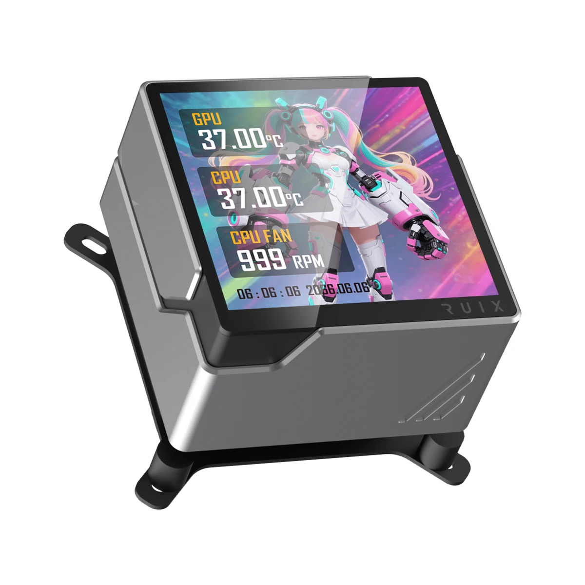 Ruix 360mm ARGB AIO Liquid Cooler with 3.4" LCD Screen - LCD screen pump close-up