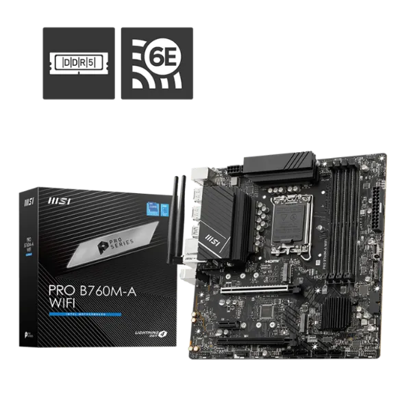 MSI PRO B760M-A WiFi LGA1700 Micro ATX Motherboard