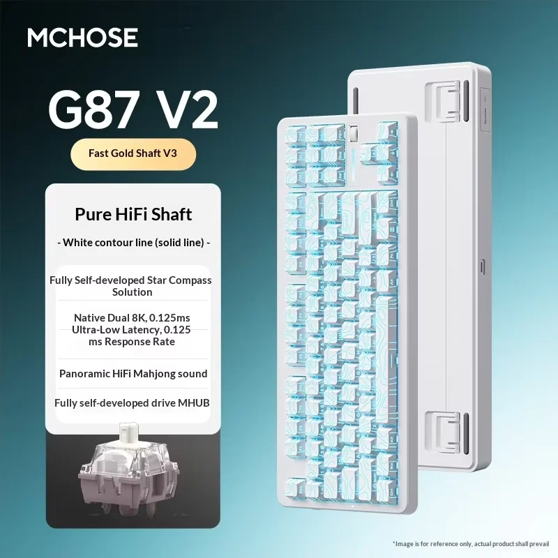 MCHOSE G87 V2 Speed Gold Switch V3 Keyboard - White Contour Lines
